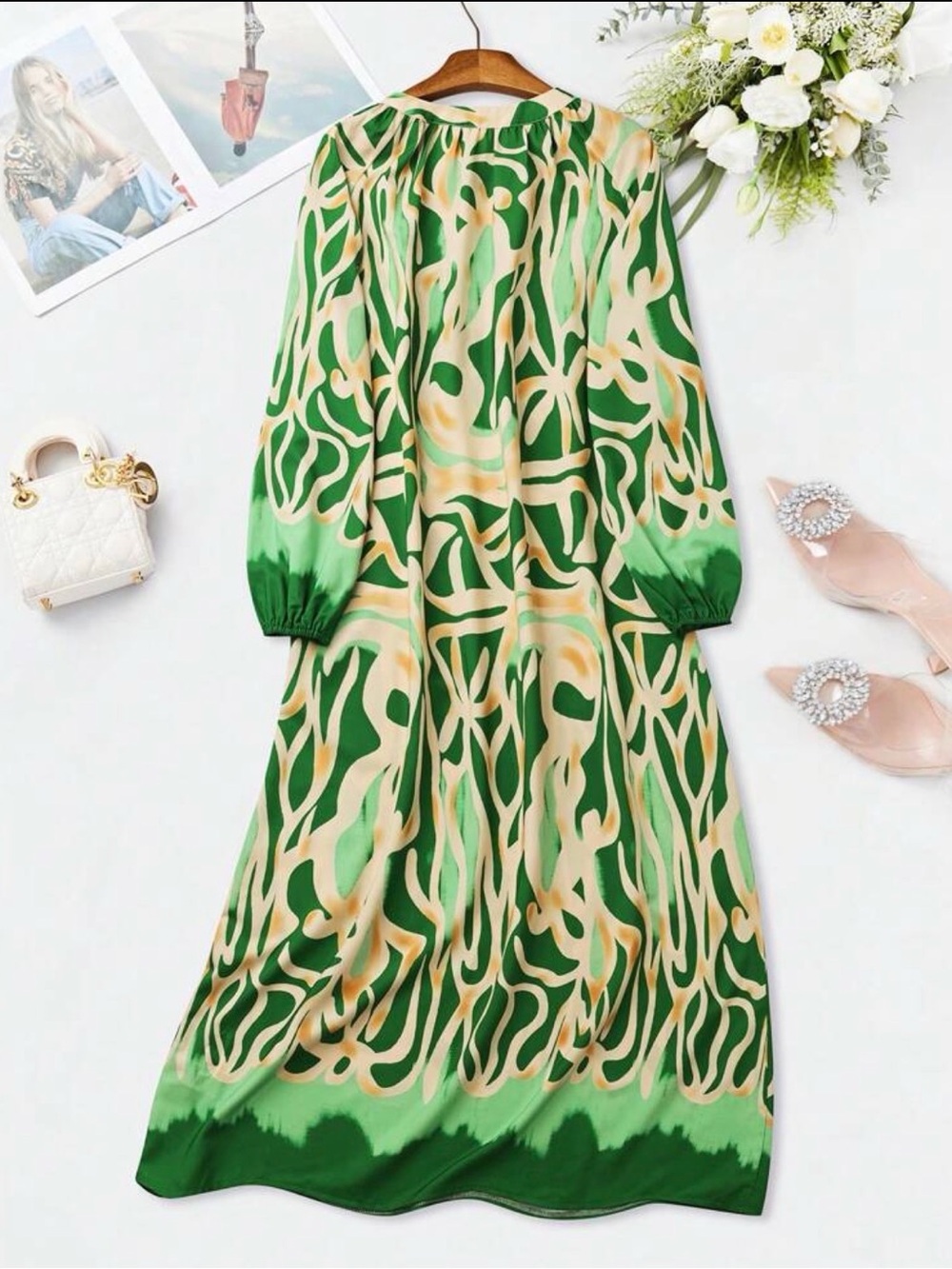 Green & Yellow Abstract Maxi Dress - Picture 4 of 8